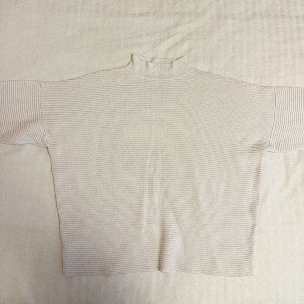 OAK + FORT White Mockneck 3/4 Sleeve Sweater